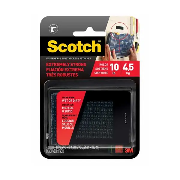 3M Scotch Extreme Fasteners – Heavy-Duty Reclosable Strips, 1″ × 3″, 2 Sets, Black (RF6731)