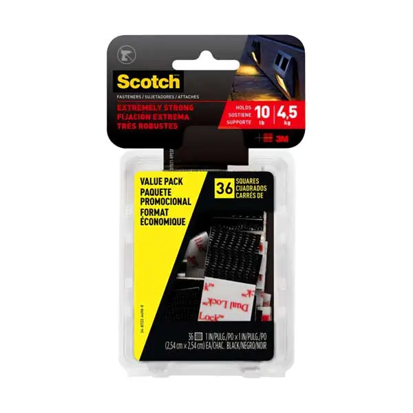 3M Scotch Extreme Mounting Squares Value Pack – 1″ x 1″, 36-Count Heavy-Duty Black Adhesive Squares RFD7021-VPESF