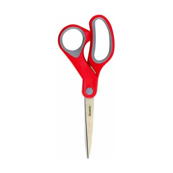3M Scotch Multi-Purpose Comfort-Grip Scissors – 8-Inch Stainless Steel, Ergonomic Red Handle 1428