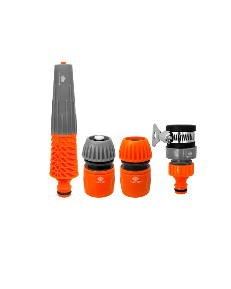 4-Piece Adjustable Garden Hose Nozzle Set with Quick-Connect Fittings | Pumpkin PM42304