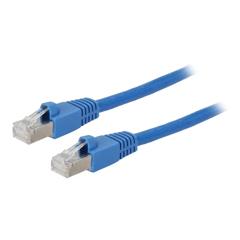 50FT Cat6A Shielded Blue Network Cable with Protective Boots – 10Gbps Performance