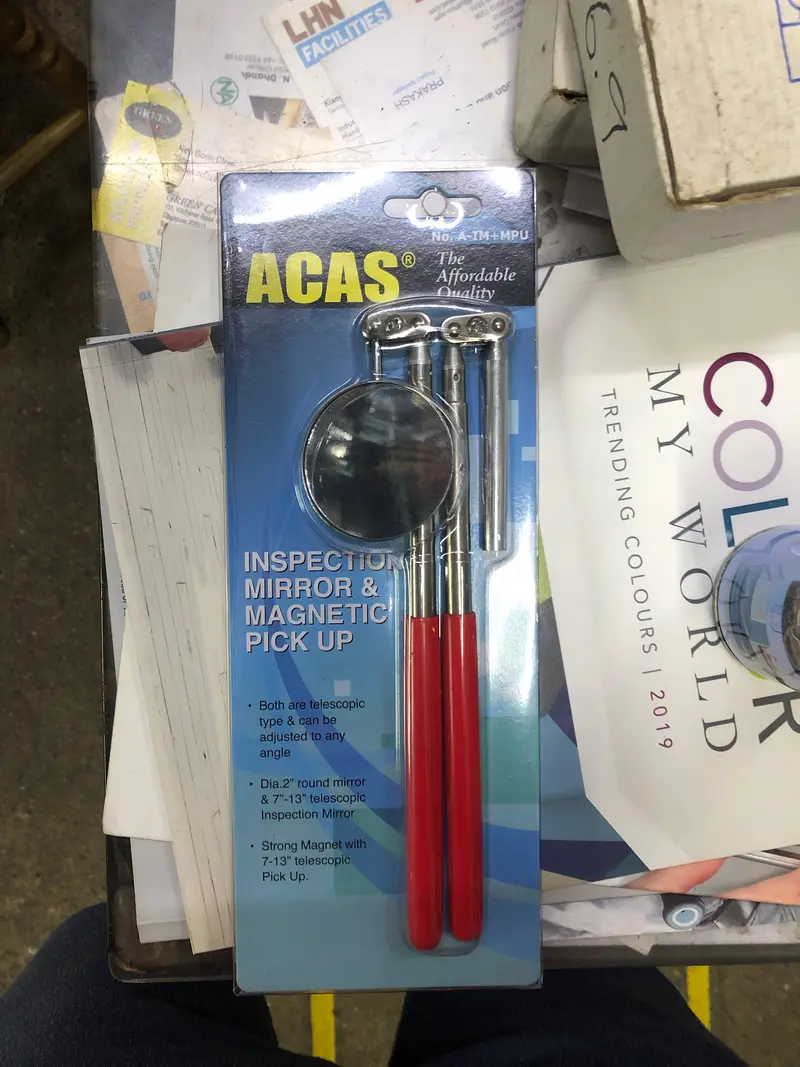 ACAS A-IM+MPU Round Magnetic Inspection Mirror with Pickup Tool