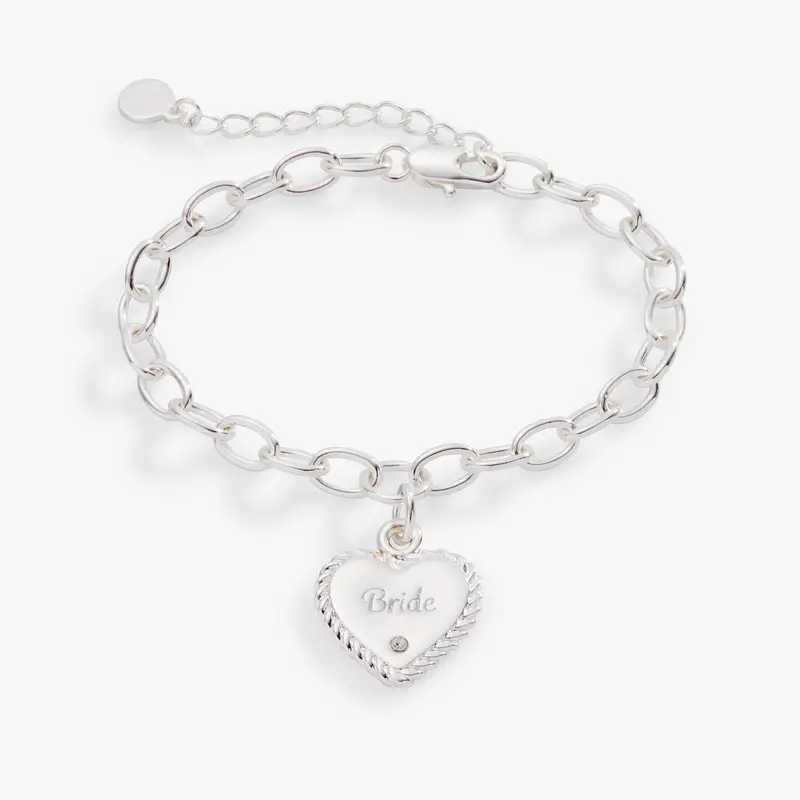 Adjustable Bride Heart Charm Bracelet