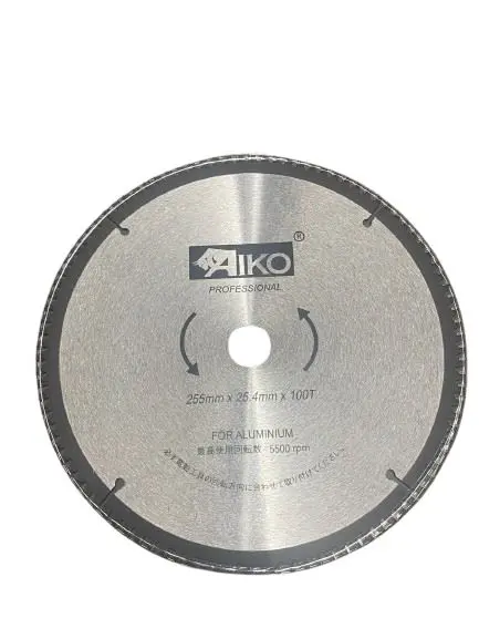 Aiko 10-Inch TCT Aluminum-Cutting Saw Blade – 255mm x 25.4mm Arbor, 100 Teeth for Precision Cuts