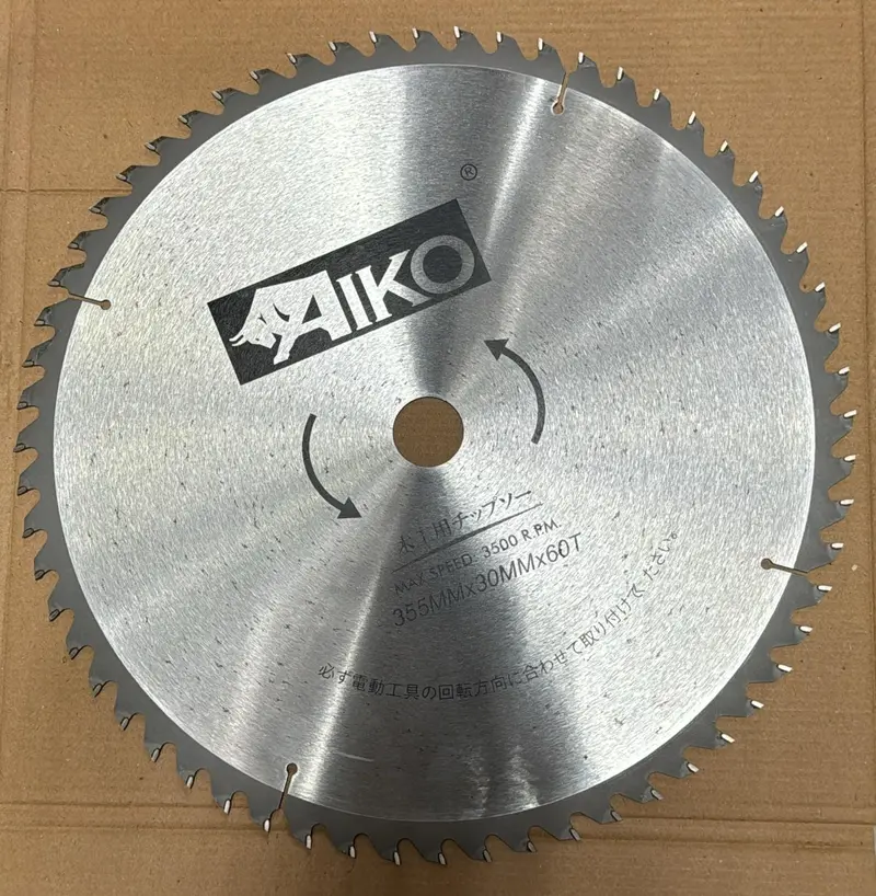 Aiko 14″ (355 mm) Wood Saw Blade — 60-Tooth Carbide-Tipped for Smooth Cuts