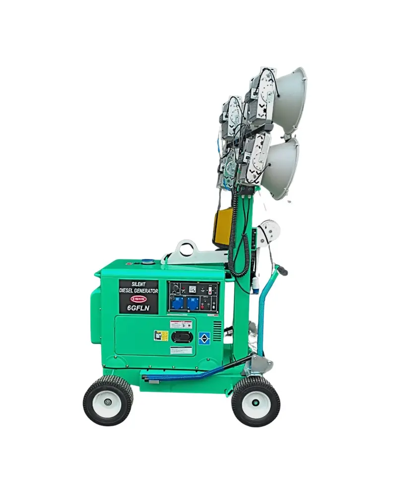 Aiko AK1600LED+LT6500SE Mobile Tower Light System – 4×400W LED + 6GFLN-186FAE Generator for Construction Sites