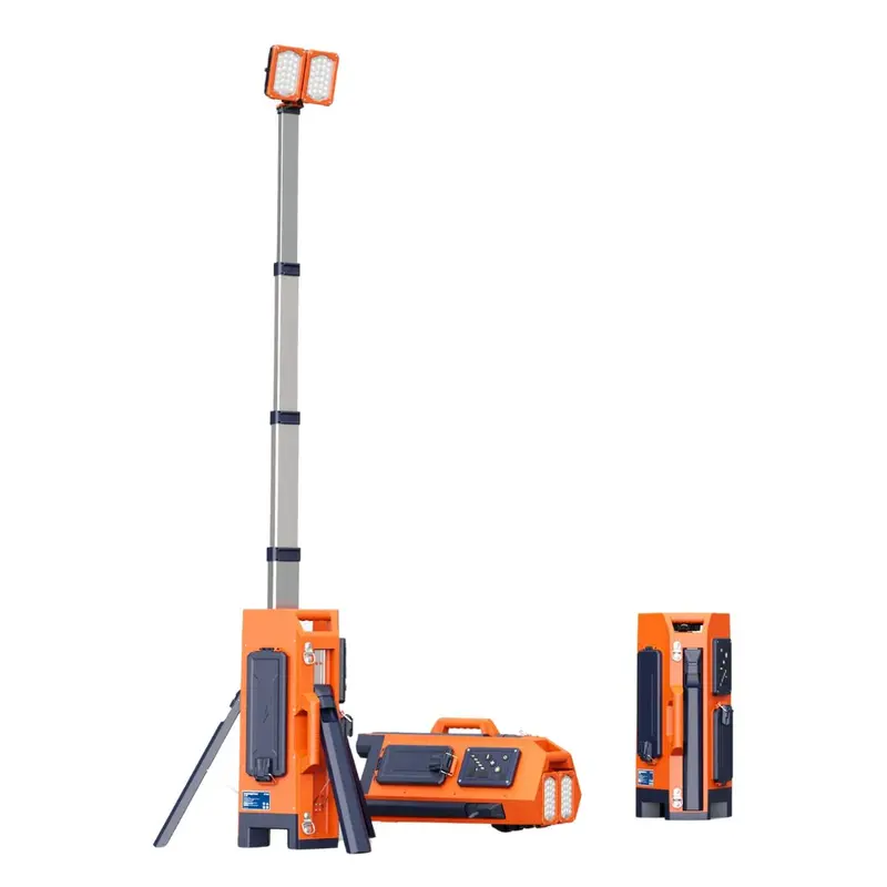 Aiko ATL-400-2.2M Portable Tower Light — 2.2m Height, IP66-Rated, Lithium-Ion Powered with Dual Charger & Large Battery