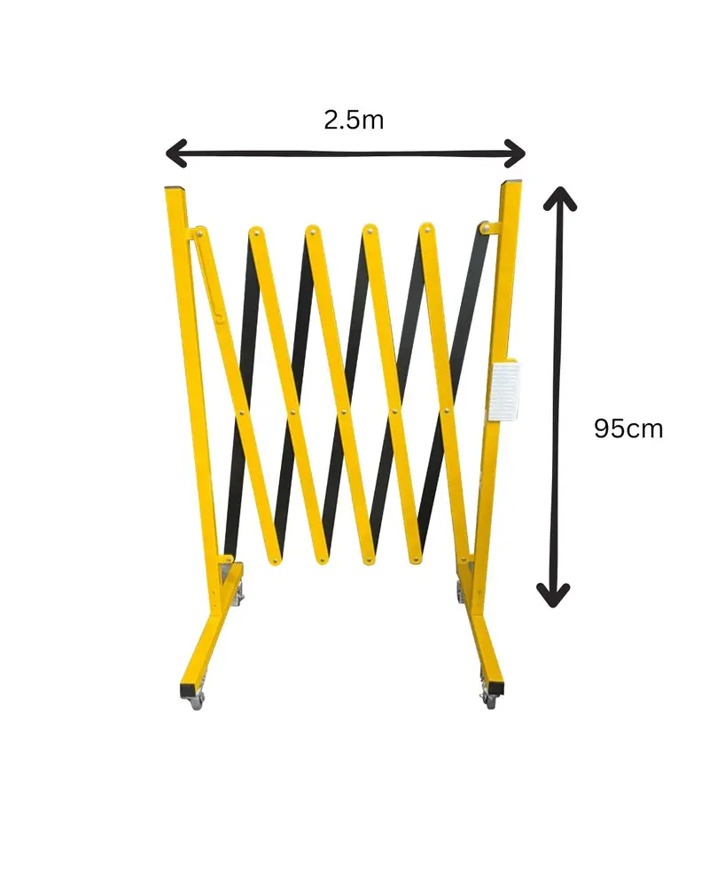 Aiko GATE-7613-W Adjustable Safety Expansion Gate – 22 cm to 2.5 m Height, Yellow/Black, Wheeled Design