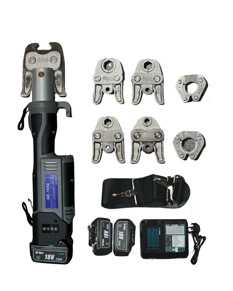 Aiko GE-1550 Stainless Steel Pipe Clamper – 18V Cordless, M-Type Adjustable Jaws (15–54 mm), Full 360° Rotation