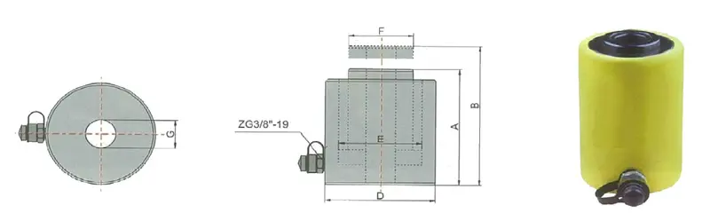 Aiko HHYG-2050K Hydraulic Cylinder with Through-Hole Design — 20-Ton Force, 50mm Bore | HHYG-2050K