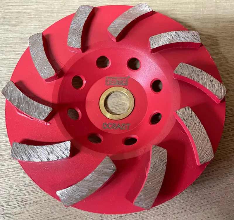 Aiko Red Brazed Diamond Cup Wheel – 5″ Diameter, 10 Segments | Model: DCW-ADC5AST