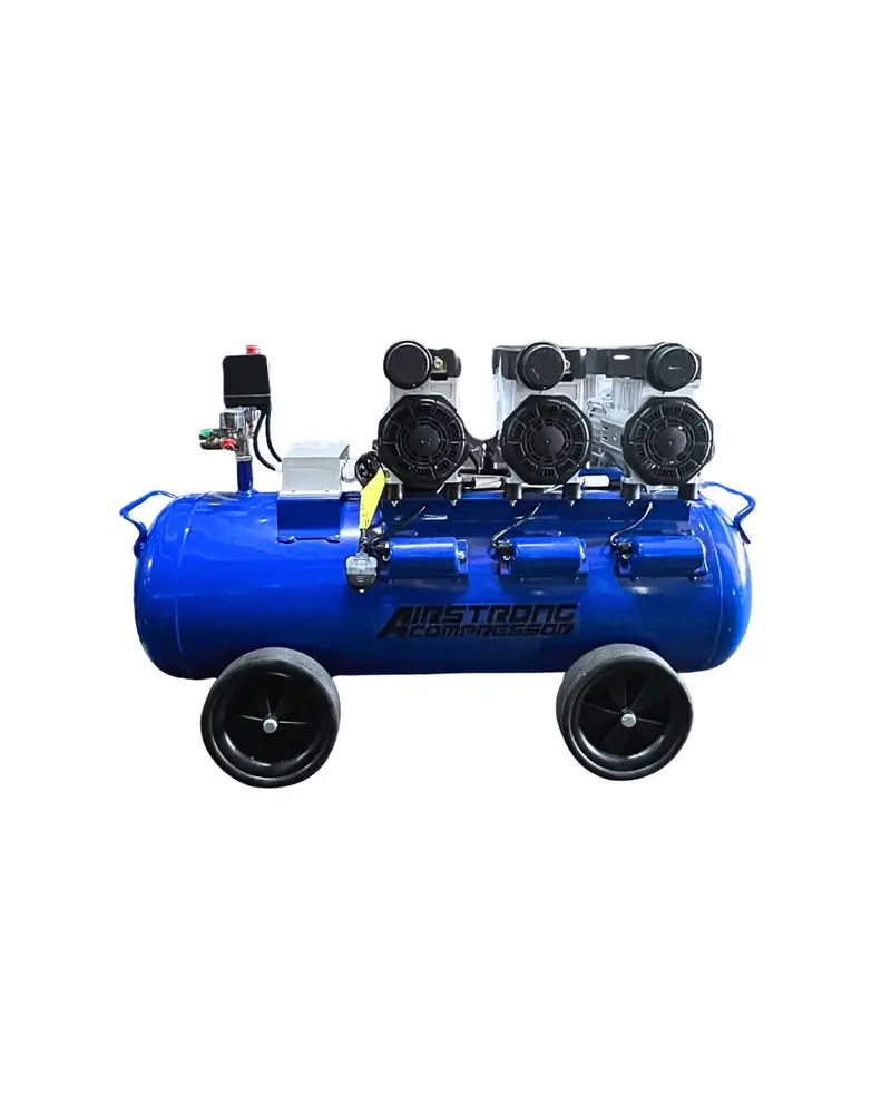 Airstrong GDG40-3-65L 4HP Oil-Free Silent Air Compressor – 65L Tank, 230V, Triple Pump Head, ASME-Certified