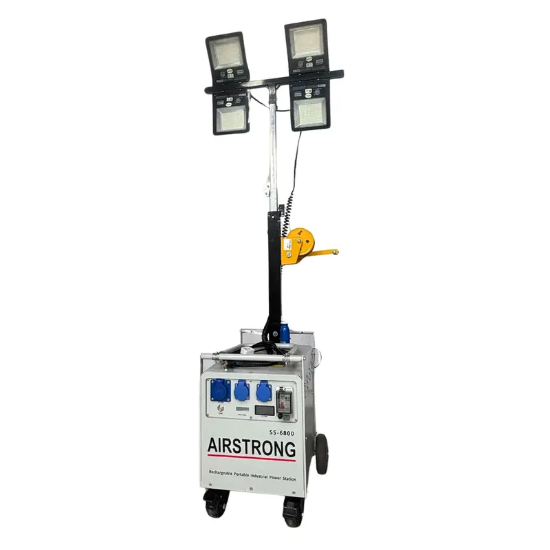 Airstrong SS-NEYY Rechargeable Oil-Free Tower Light – 230V, 5 kW Generator Integrated with 4×100W LED Lamps