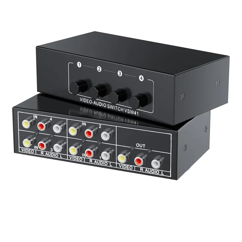 Altex Preferred 4-Port RCA Video Switch – Plug-and-Play Composite AV Selector