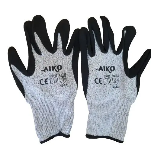 Am/Aiko GLOVE-AM4543B-R Cut-Resistant Glove – Level 5 Protection, Black Size 10