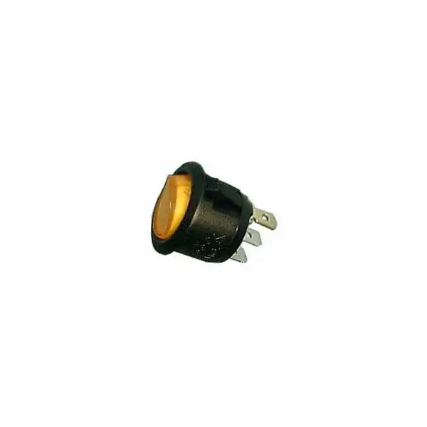 Amber-DC-Lamp Snap-In Lighted SPST Round Rocker Switch