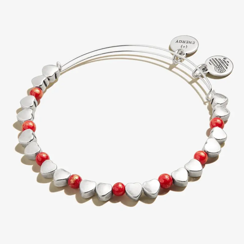 Antique-Style Red Americana Heart Beaded Bangle