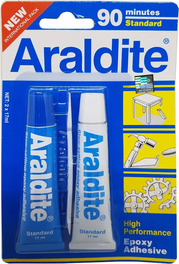 Araldite Standard Epoxy Adhesive – Two-Part, 90-Minute Cure, Blue Tint (17ml Each) | ARALDITE-BLUE