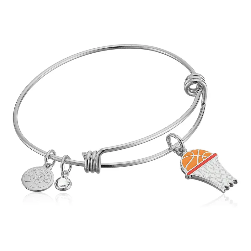 Basketball-Themed Bangle Bracelet with Halo & Glory Detailing