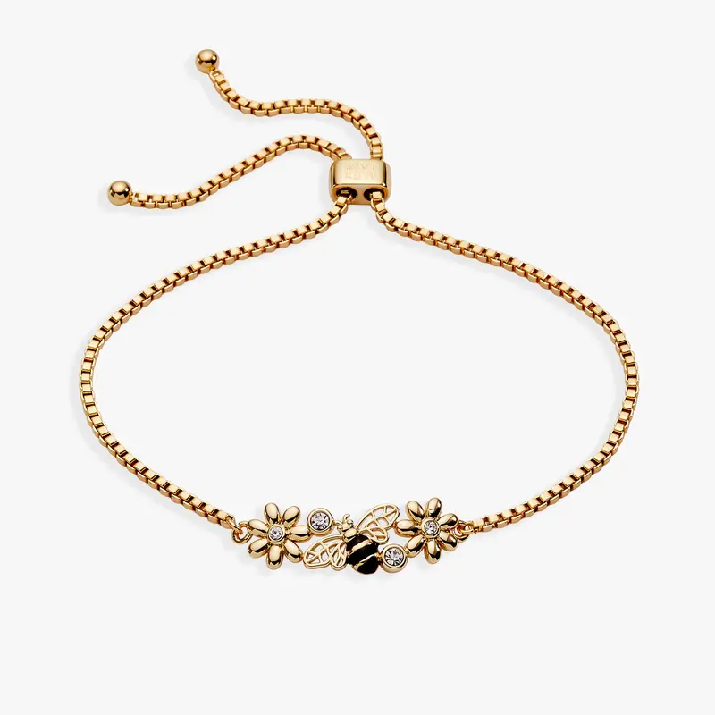 Bee and Daisy Cluster Bolo Bracelet with Adjustable Fit