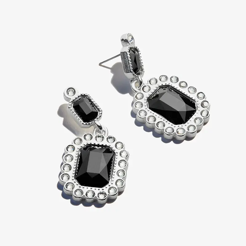 Black Emerald Gemstone Stud Earrings