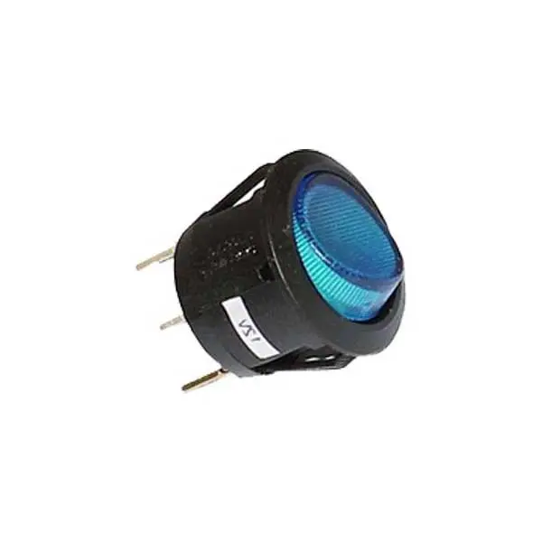 Blue-DC-Lamp Snap-In Lighted SPST Round Rocker Switch