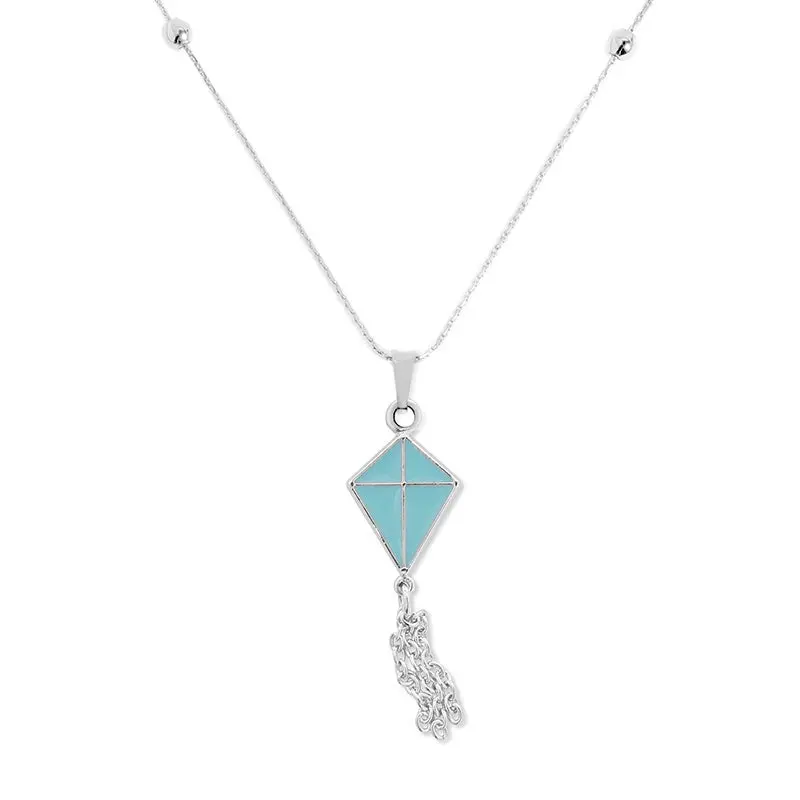 Blue Kite Symbol Charm Necklace