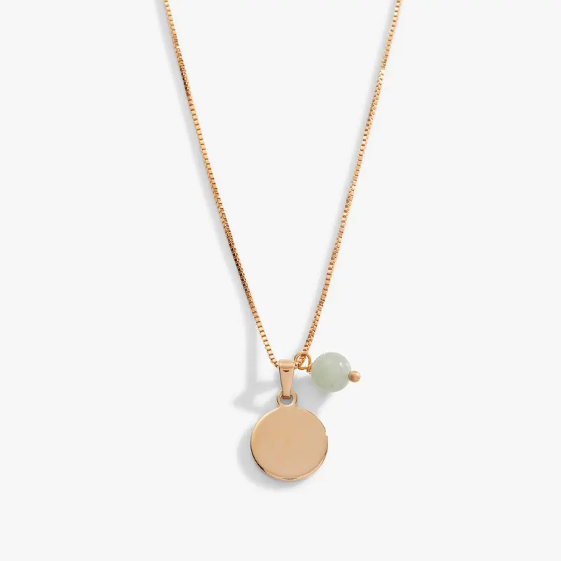 Circle Charm Necklace Featuring Aventurine Gemstone Beads