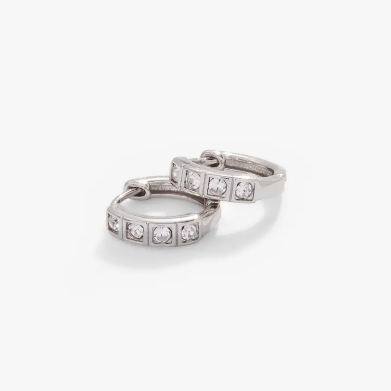 Clear Crystal Huggie Hoop Earrings for Everyday Glamour