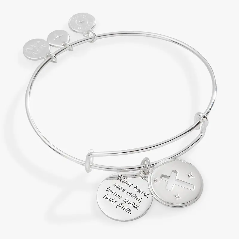 Cross-Shaped Bangle with Subtle Affirmation Engraving