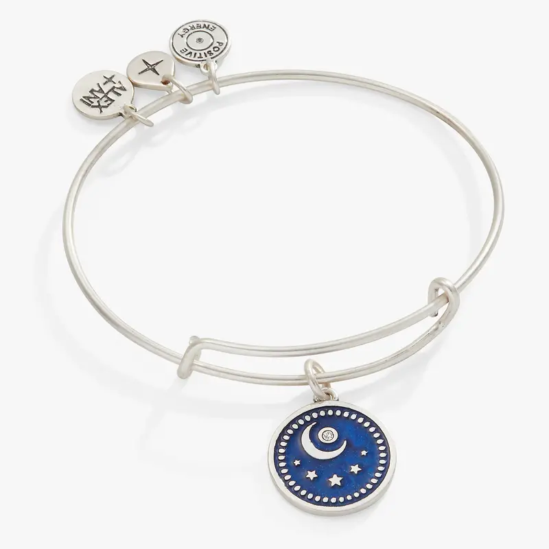 Crystal Crescent Moon Charm Bangle