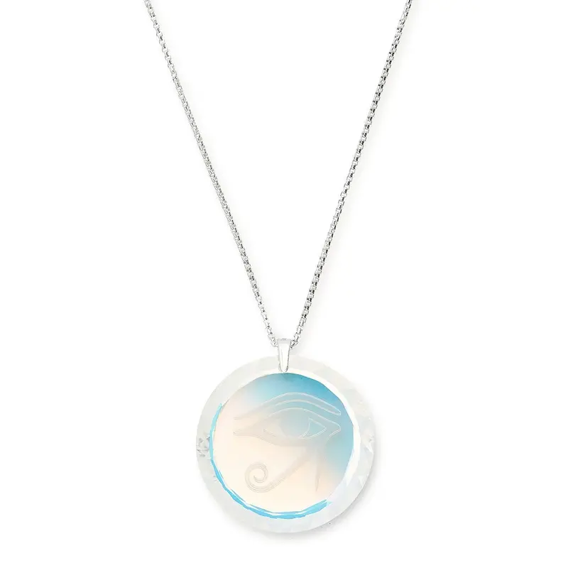 Crystal Eye of Horus Pendant Necklace – Engraved Symbolic Jewelry