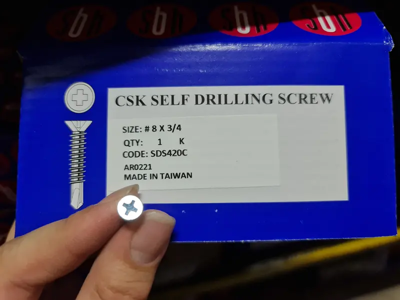 CSK Self-Drilling Screw #8 × 2″ – 1,000 pcs per Box | Model SDS-SC0820-1K