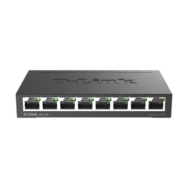 D-Link DGS-108 8-Port Gigabit Desktop Switch: Metal Enclosure, QoS, Plug-and-Play Simplicity