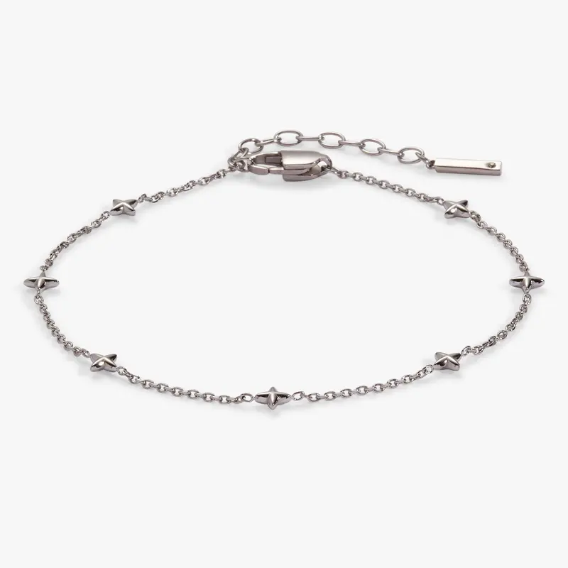 Dainty Star Charm Anklet with Fine Chain