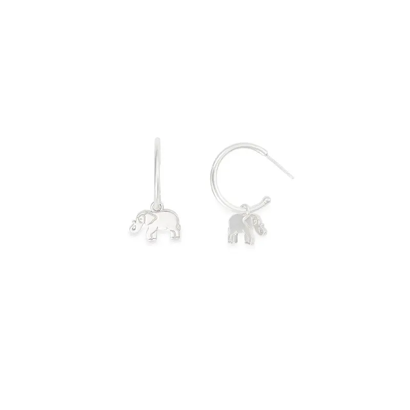 Delicate Elephant Hoop Earrings – Symbolic & Lightweight