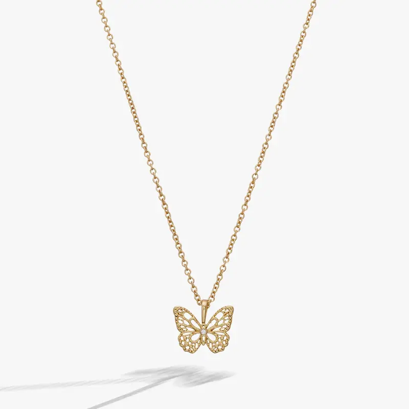 Delicate Filigree Butterfly Pendant Necklace