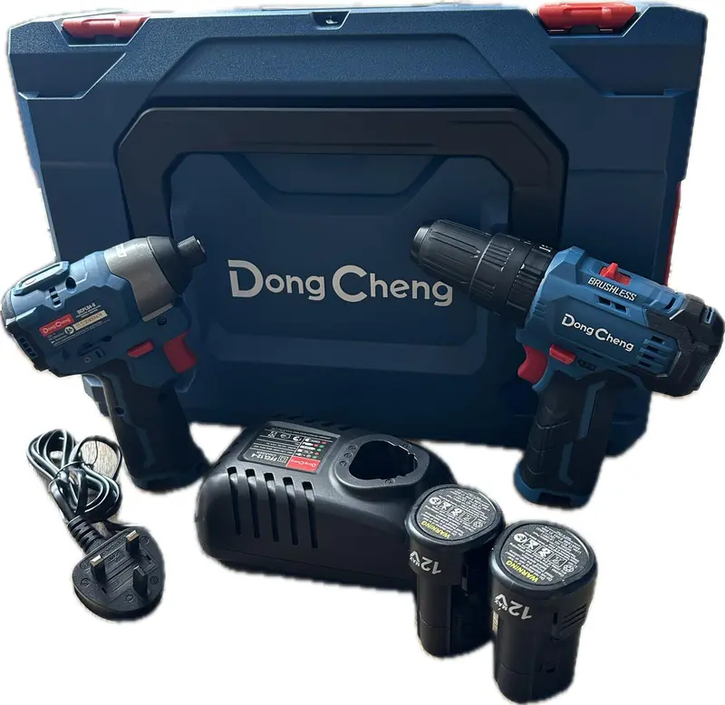 DONG CHENG Brushless Cordless Combo Kit – 12V Impact Driver + Hammer Drill (No Warranty, Model: D-DCKIT25EK)
