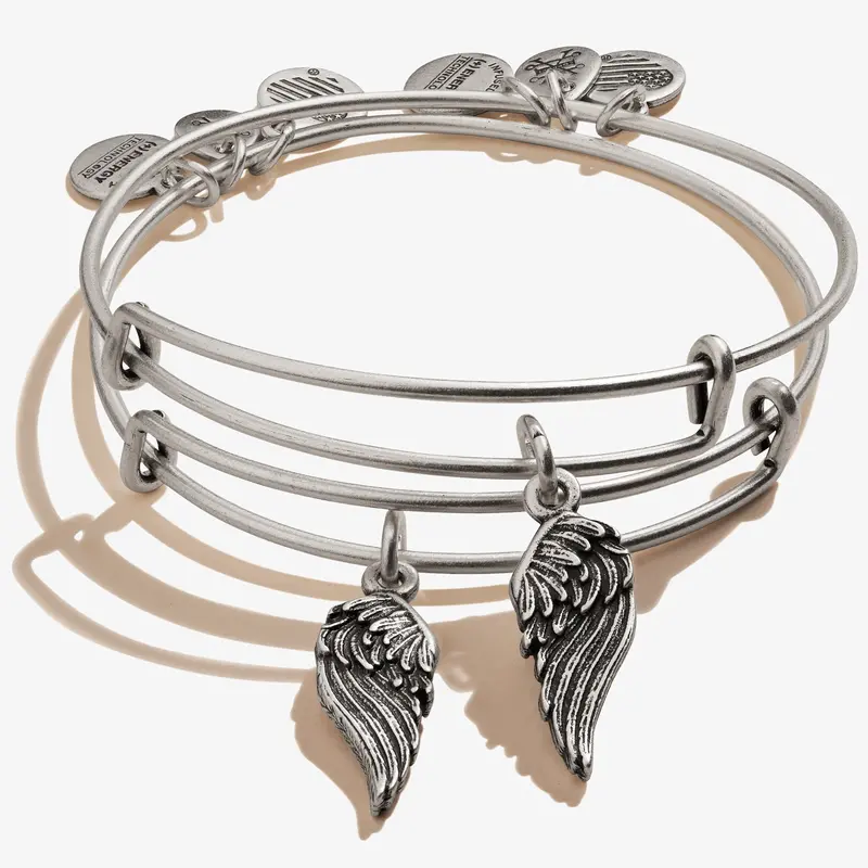 Dual-Wing Charm Bangles Set (2-Piece)