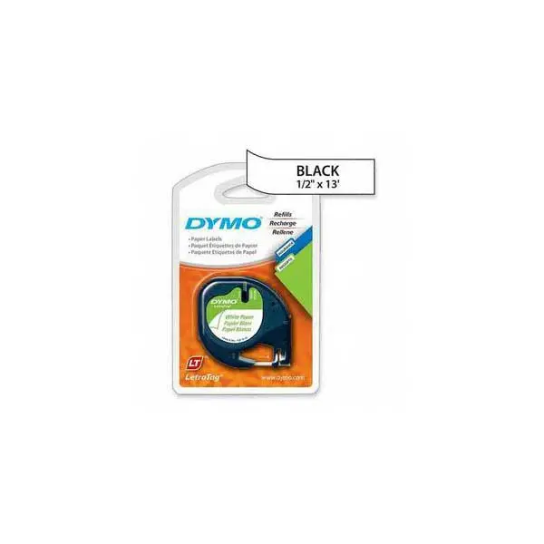 DYMO 10697 Black-on-White 1/2″ Label Tape (LT-Compatible, 13 ft, 2-Pack)