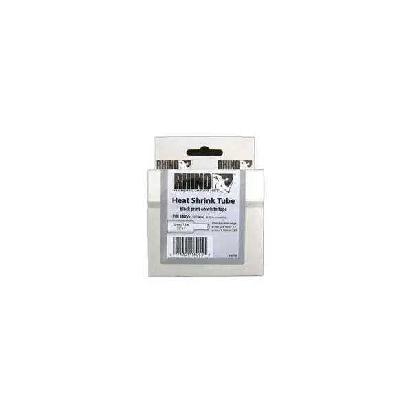 DYMO Rhino 1/2-Inch Black-on-White Heat Shrink Tubing (3:1 Ratio, 5 ft)