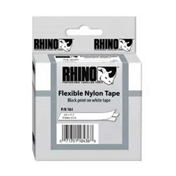 DYMO Rhino IND 0.5-Inch Black-on-Yellow Flexible Nylon Label Tape – 11.5 Feet