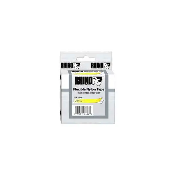 DYMO Rhino IND 3/4-Inch Black-on-Yellow Flexible Nylon Label Tape – 11.5 Feet