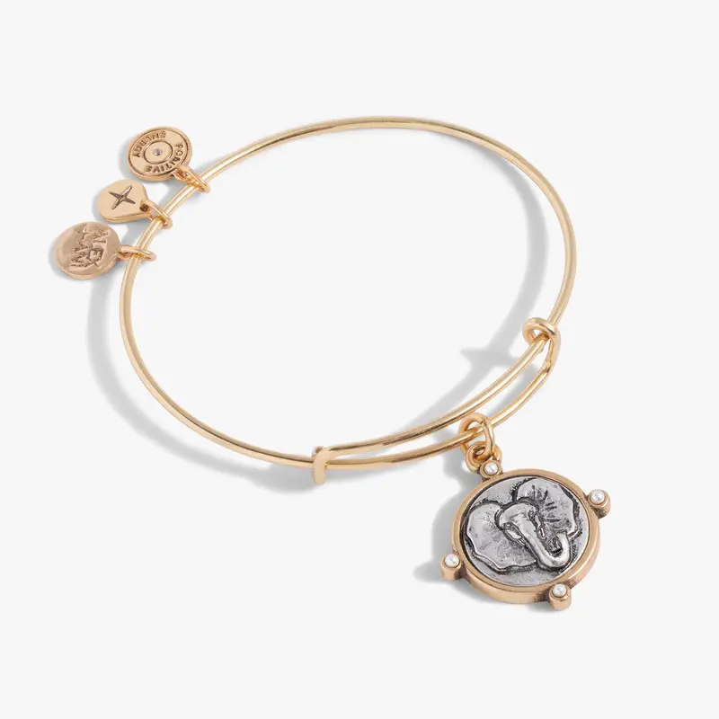 Elephant Symbol Charm Bangle Bracelet