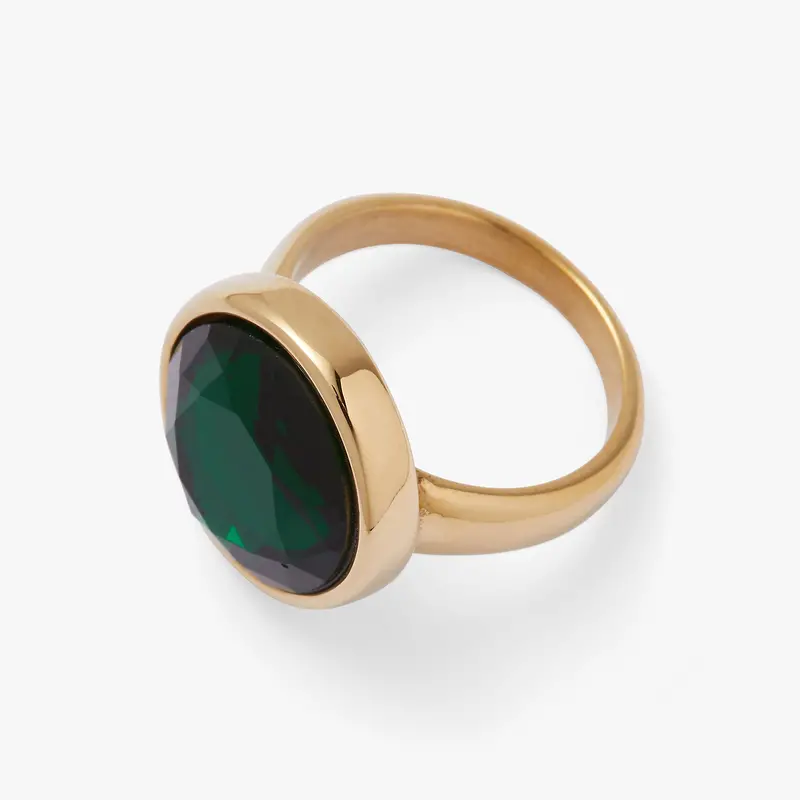 Emerald-Cut Crystal Accent Ring