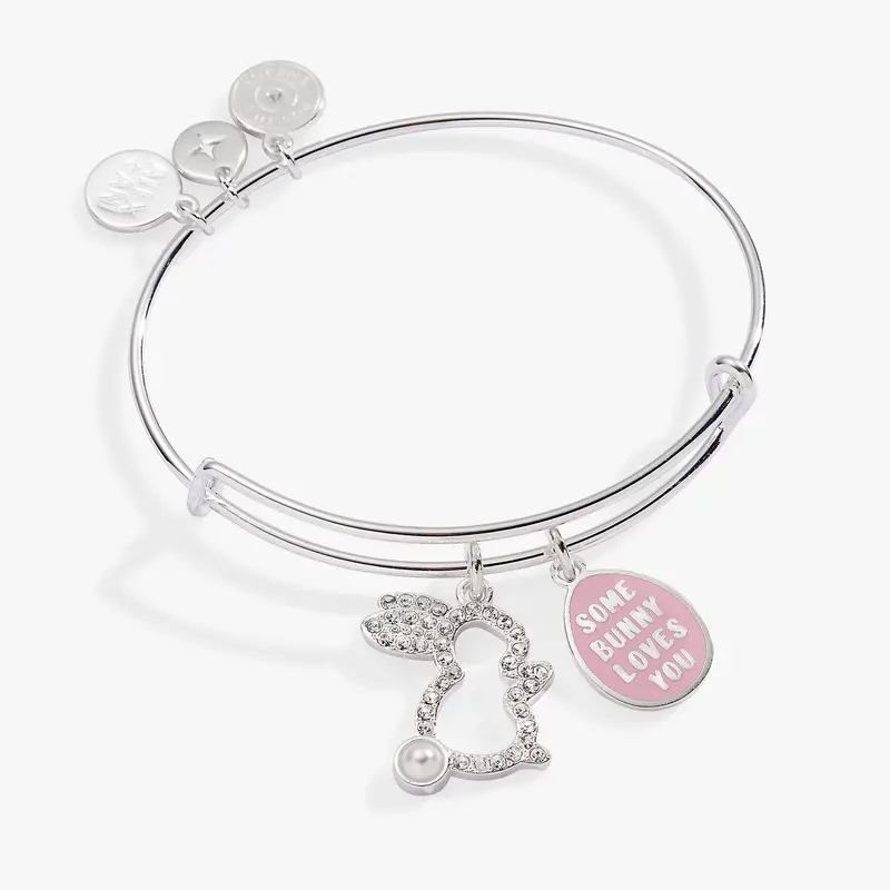 Enamel Bunny Charm Bangle Bracelet