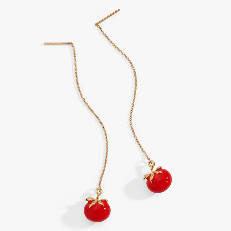 Farmers’ Market Tomato Threader Earrings – Playful Produce-Inspired Dangles