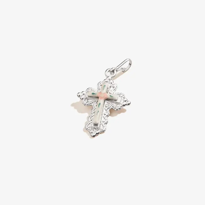 Floral Cross Pendant Charm – Religious Jewelry Accent
