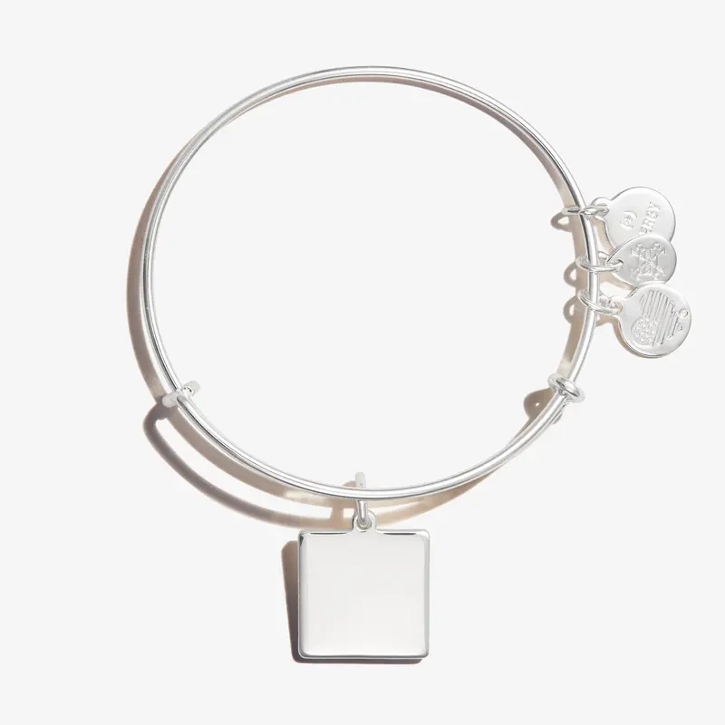 Geometric Square Charm Bangle Bracelet