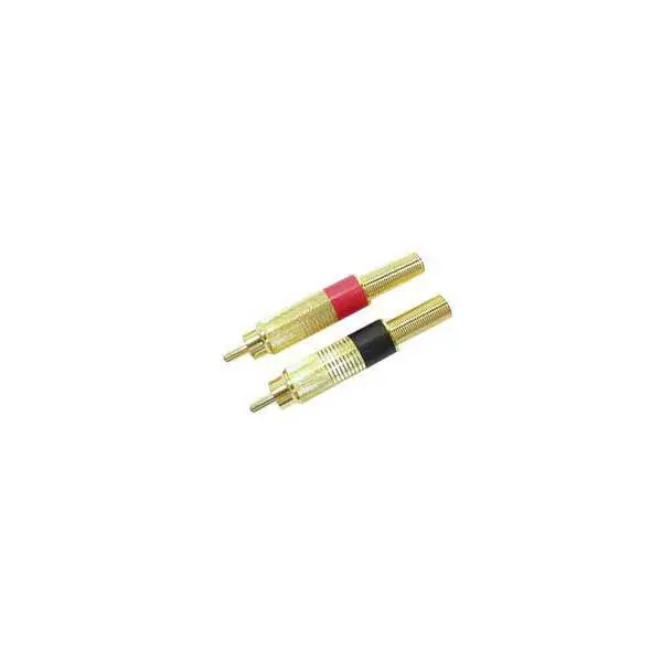Gold-Plated RCA Plugs with Strain Relief – Red and Black Pair